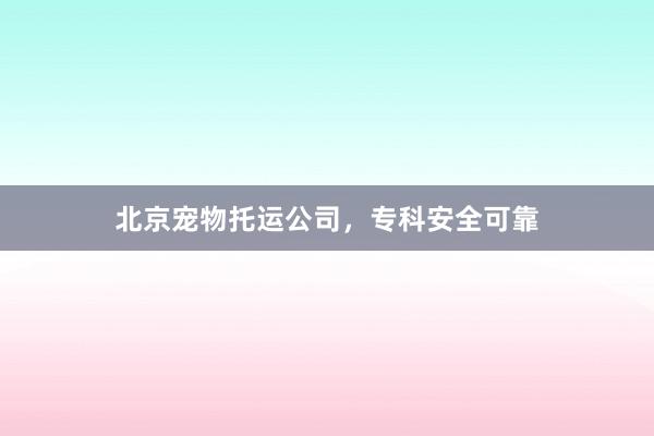 北京宠物托运公司，专科安全可靠